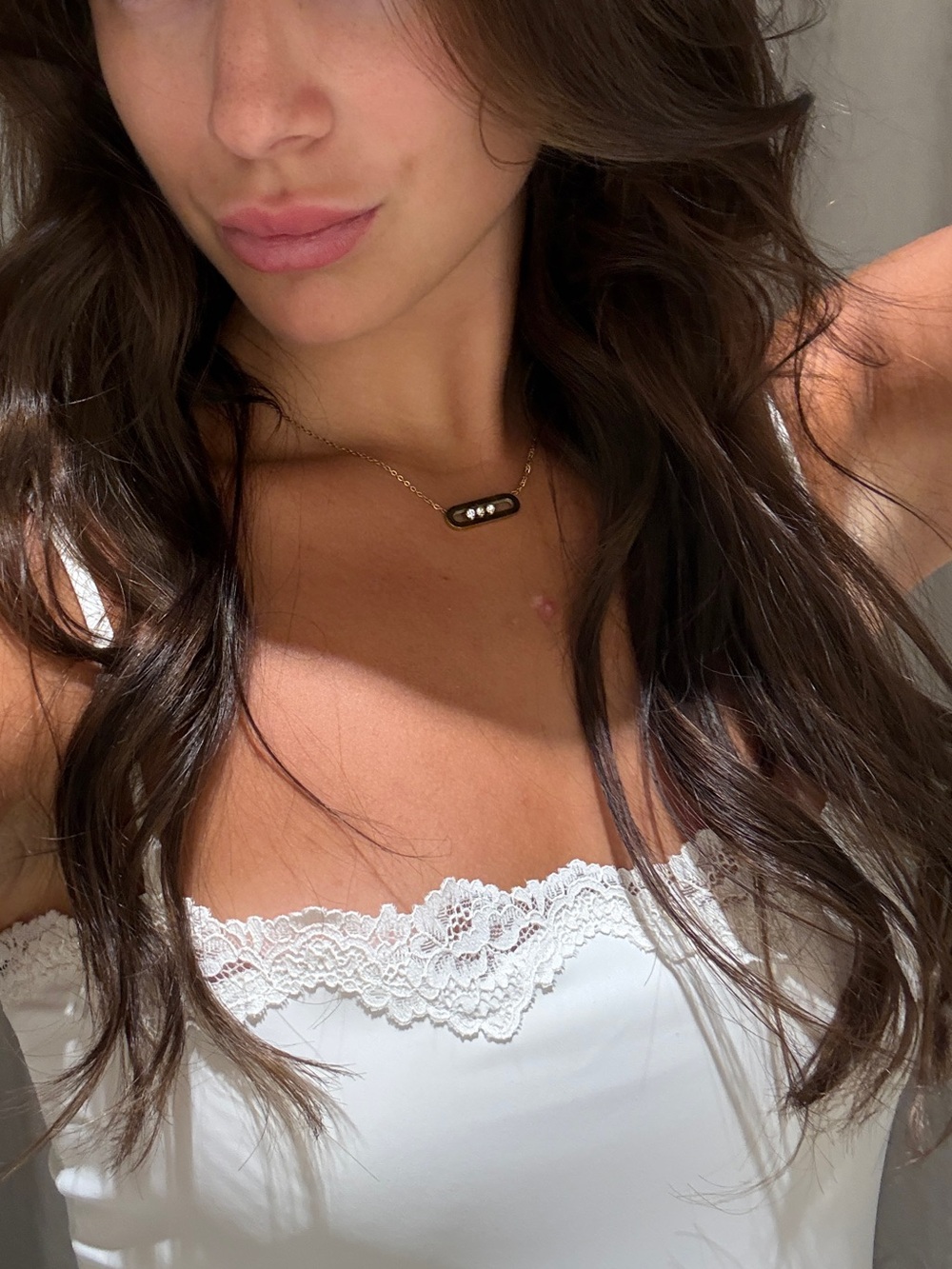 White Lace Trim Bodysuit